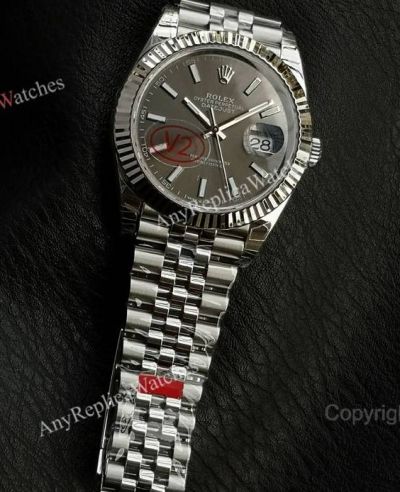 VS Factory Rolex Datejust 41mm 3235 Movement Dark Rhodium Face SS Jubilee Band Watch